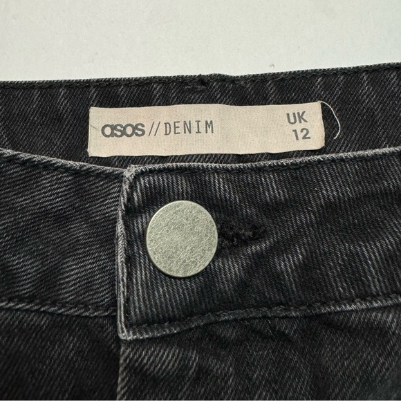 ASOS Raw Hem Denim Skirt in Washed Black Size: 8 (UK 12) - Picture 3 of 10